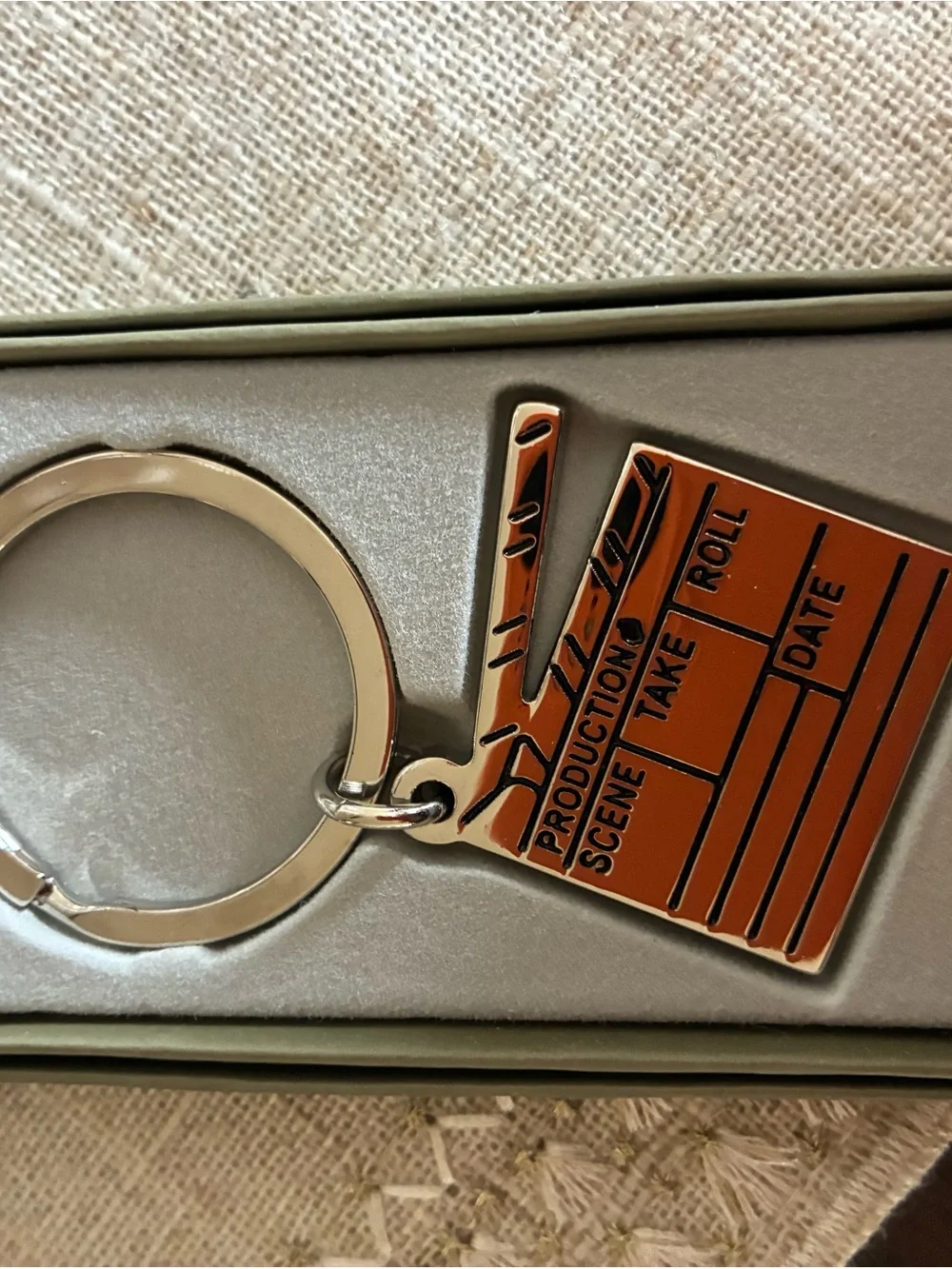 Clapperboard Keychain – Orange Film Slate Key Ring